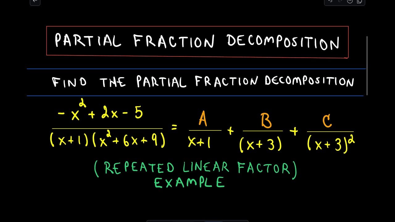 ❖ Partial Fraction Decomposition - Repeated Linear Factor ❖