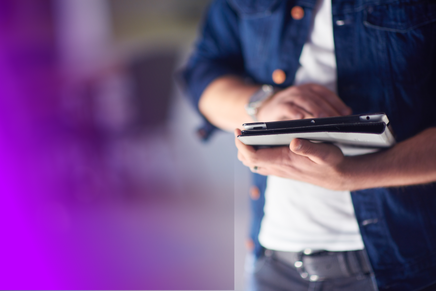 student with tablet in hand