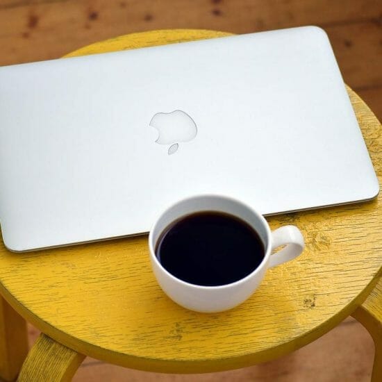 laptop, computer, coffee