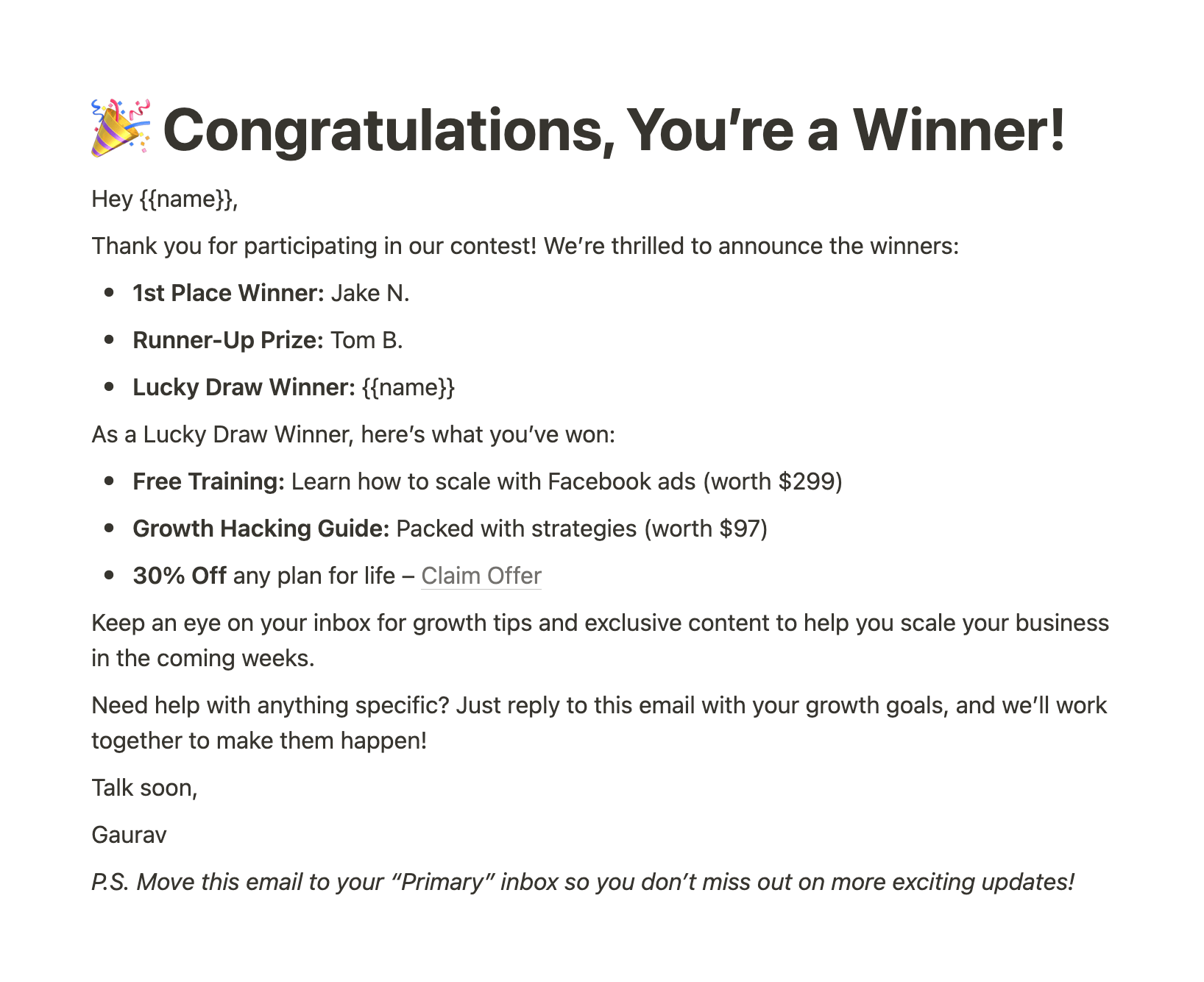 Win Something Email Example Email Marketing in 2026: The Complete Guide for Beginners