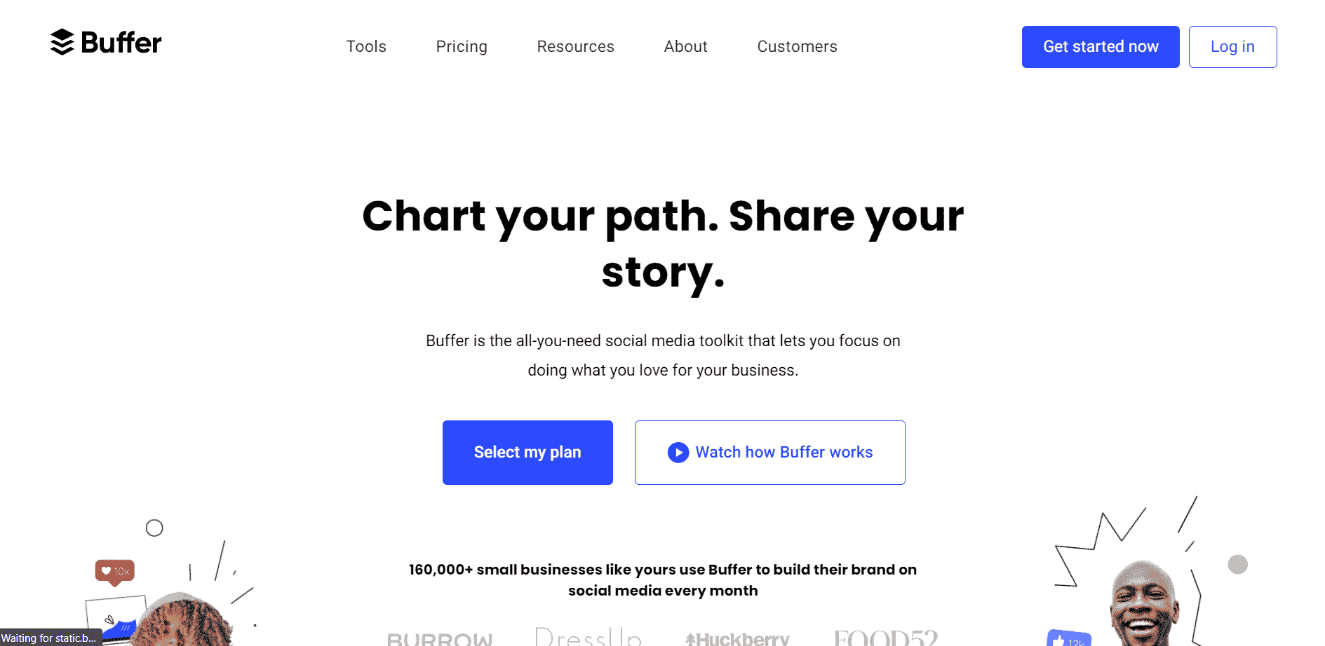 landing page Buffer Screenshot