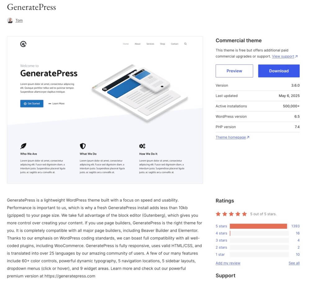GeneratePress WordPress Theme WordPress.org2025
