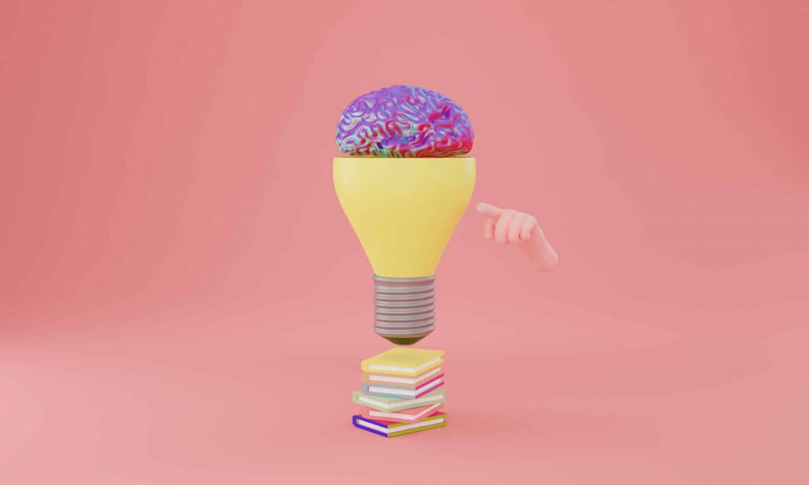 light bulb with brain inside creative idea innovation concept 3d illustration