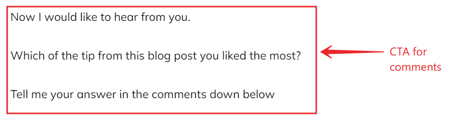 Call to action for more blog comments