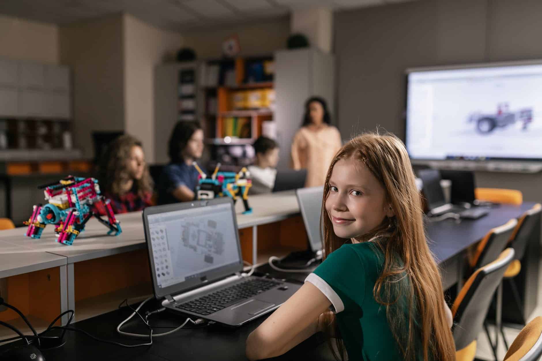 a girl using a laptop
