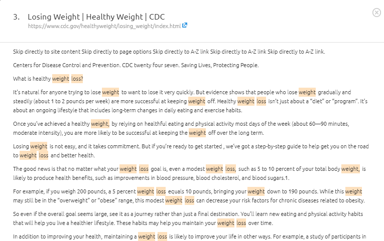 Keyword density in semrush content template tool
