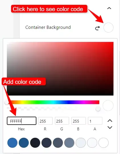 container background color table of content 1