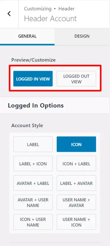 logged and log in view account addons 1