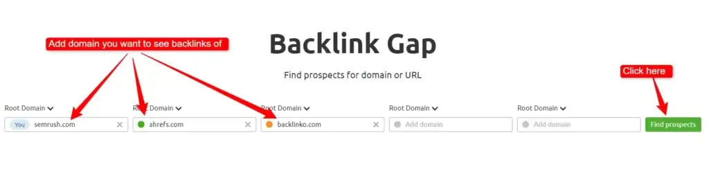 Semrush backlink gap tool