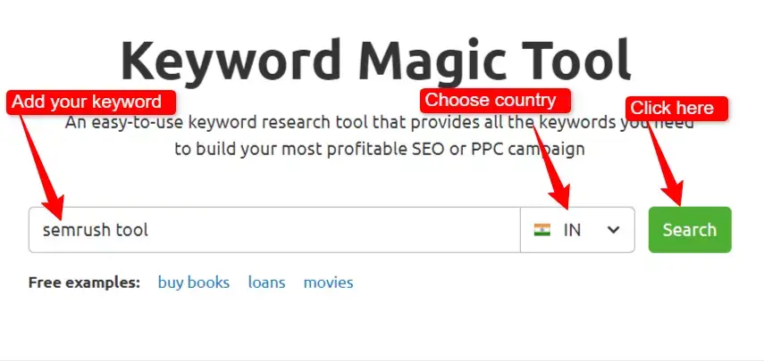 Keyword magic tool dashboard
