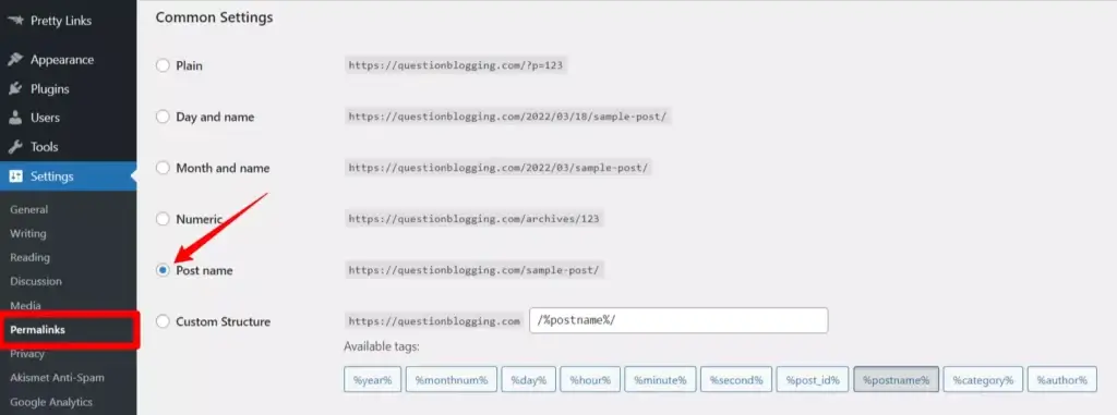 How to change permalink structure in WordPress?