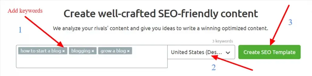 Semrush SEO template tool