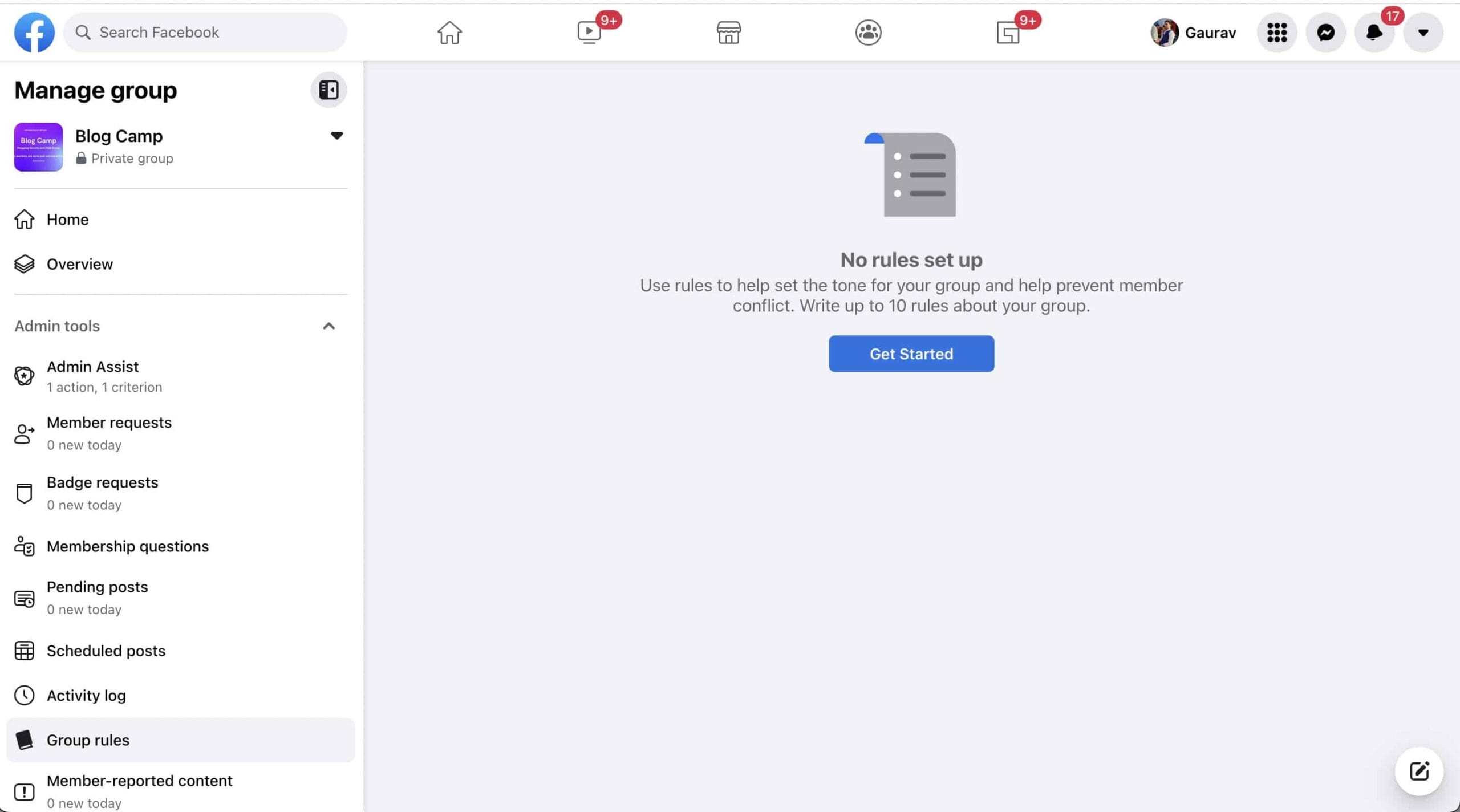 Facebook group rules get started