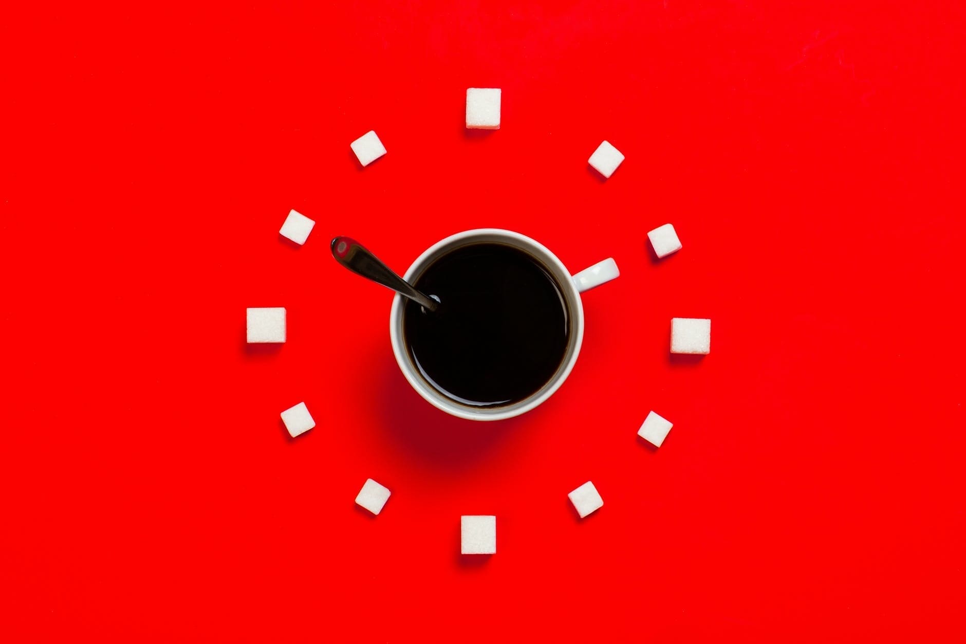 white mug on red background