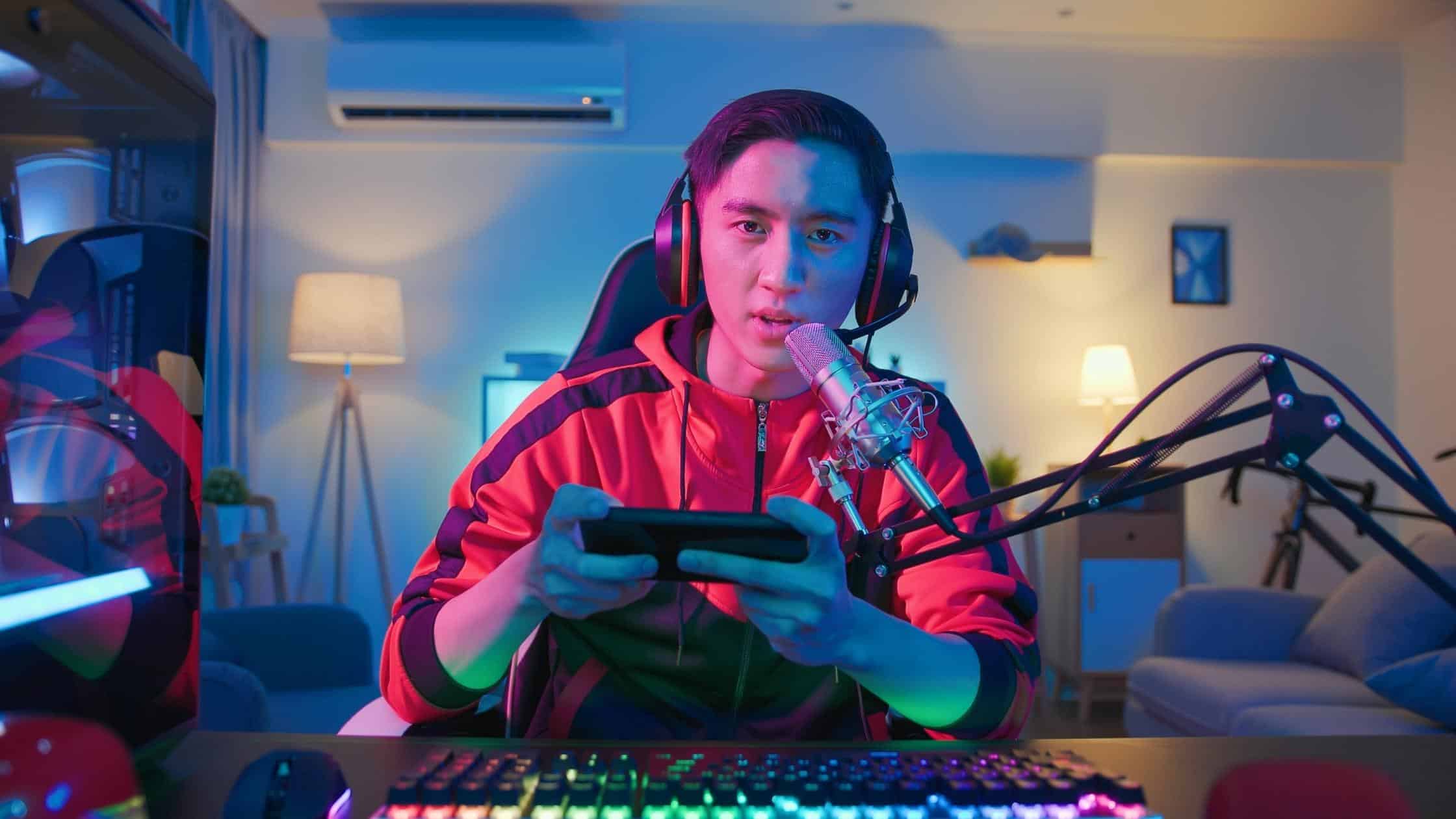 gamer playing game with headset