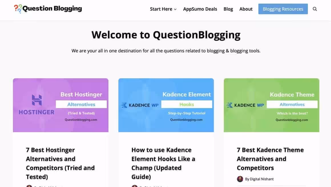 question blogging web screenshot