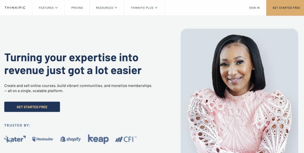 Thinkific Homepage Screenshot