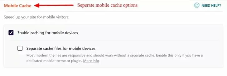 Mobile cache options in WP Rocket