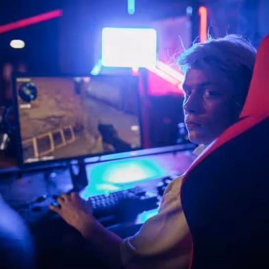 a man sitting in front of computer
