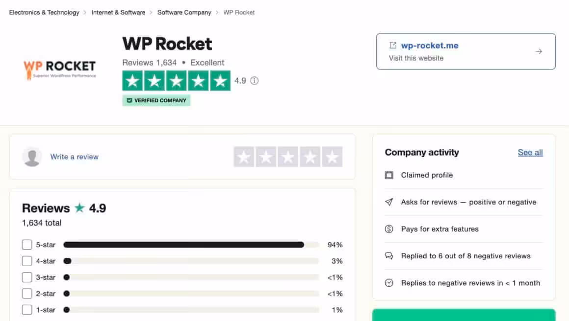 wprocket on trustpilot