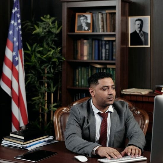 lawyer working on his computer