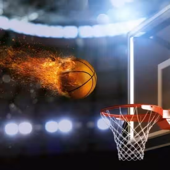 basket ball flame goes fast basket