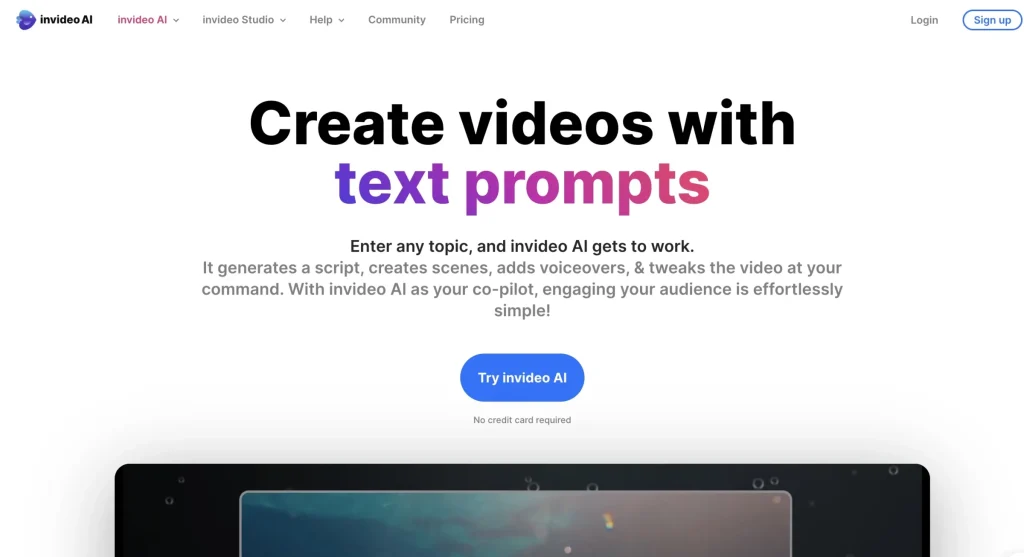 invideo homepage