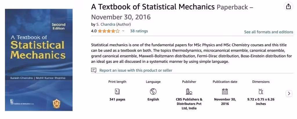 A Textbook of Statistical Mechanics by S. Chandra