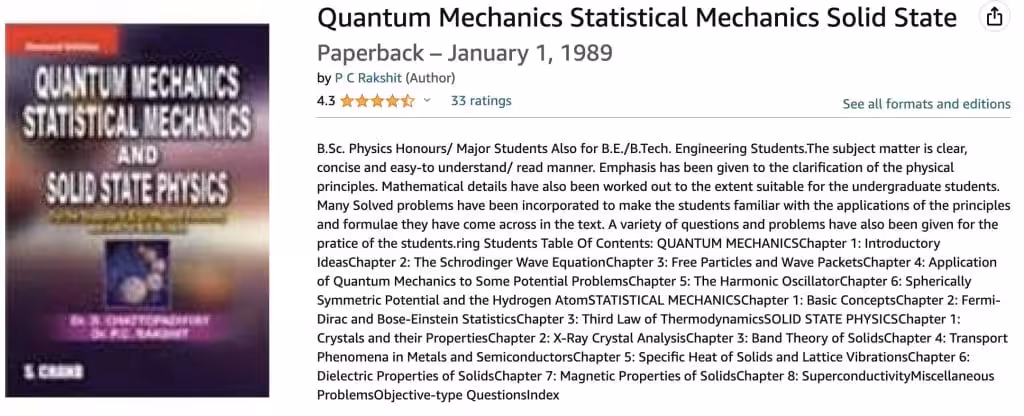 Quantum Mechanics and Statistical Mechanics by P.C. Rakshit