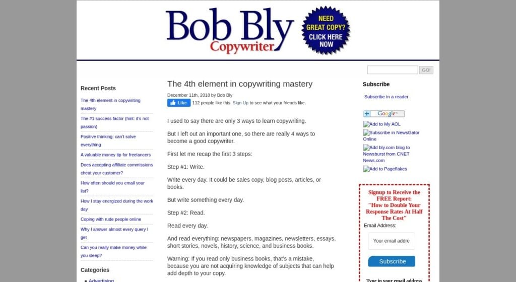 Bob Bly’s Copywriting Blog