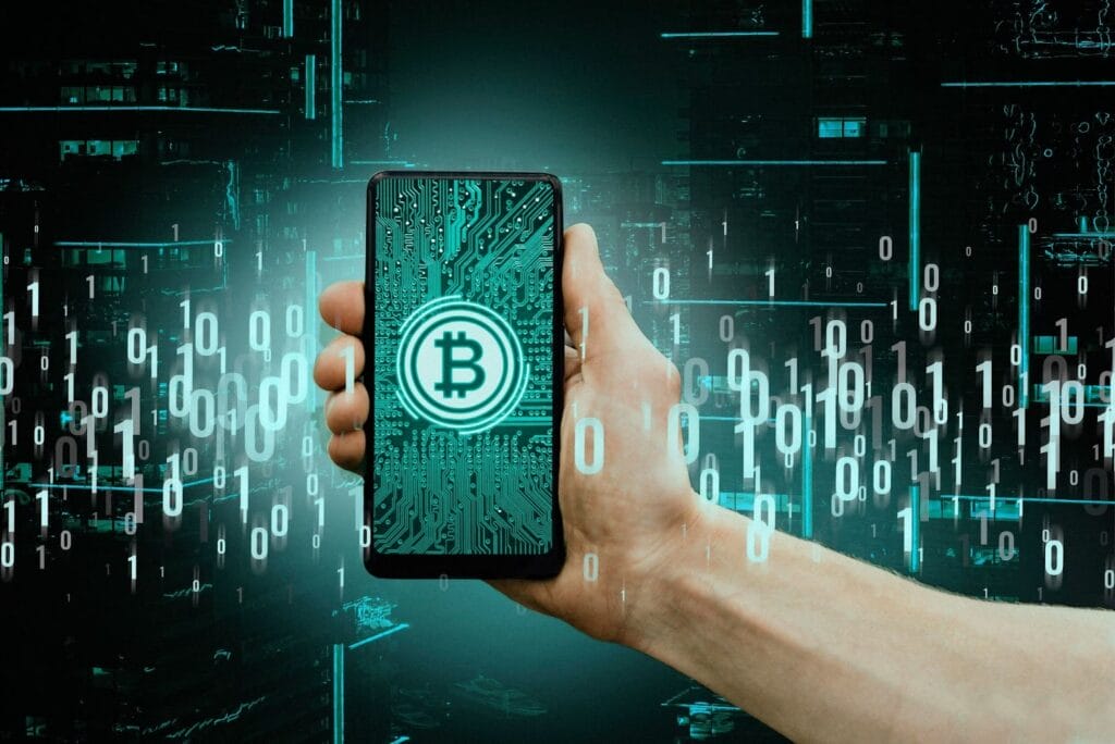 Bitcoin in smartphone banner