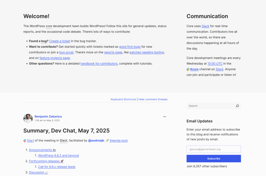 Make WordPress Core – WordPress Development Updates2025