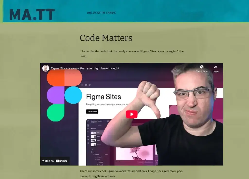 Matt Mullenweg Unlucky in Cards2025