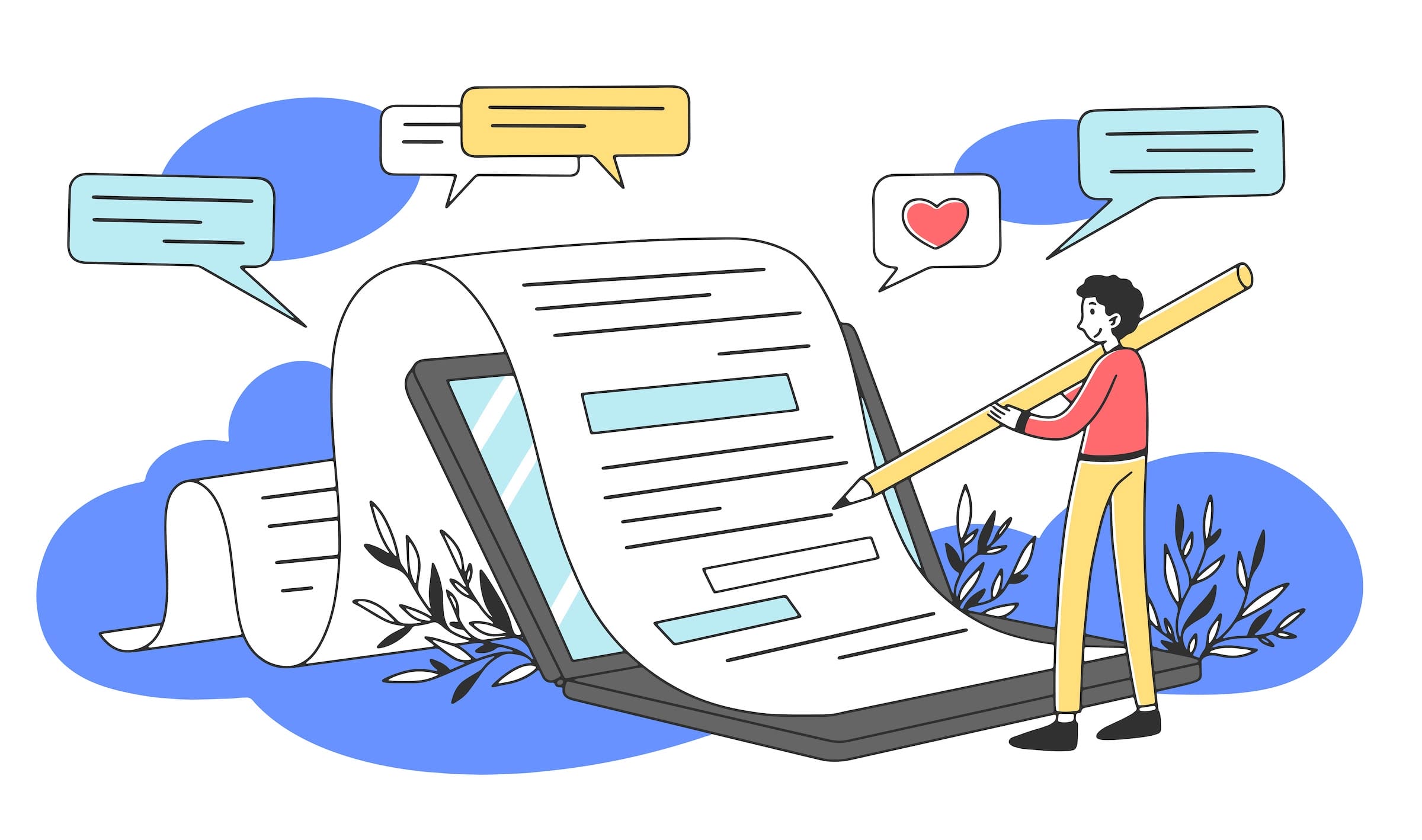 content author writing creative article illustration