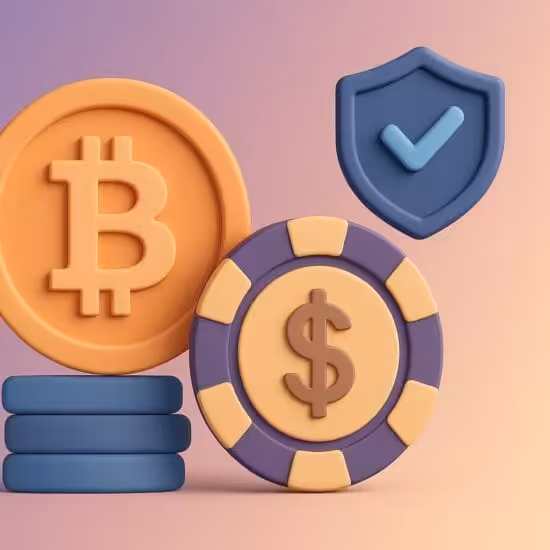 a stack of coins and a shield