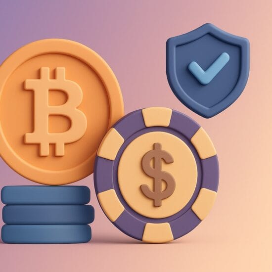 a stack of coins and a shield