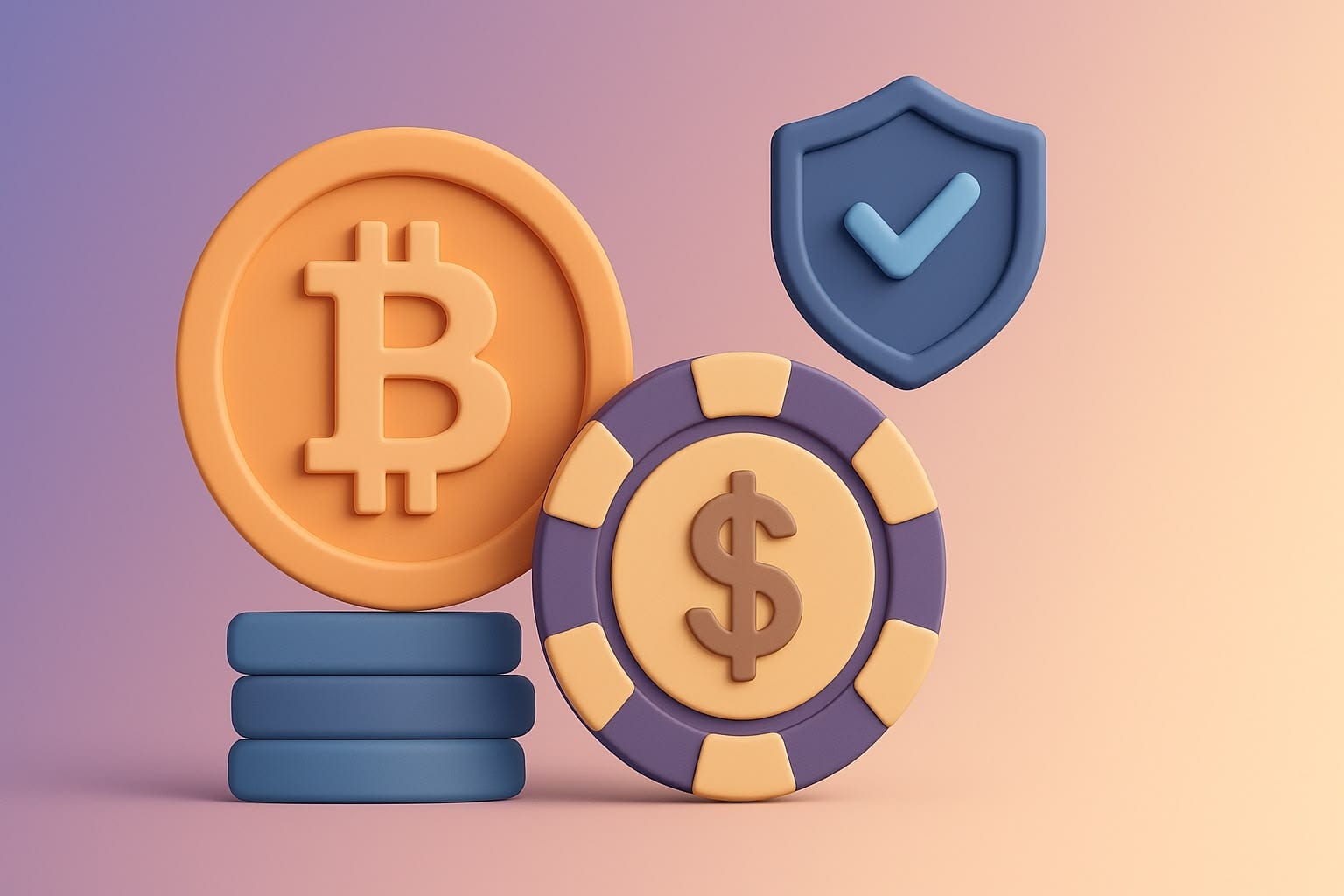 a stack of coins and a shield