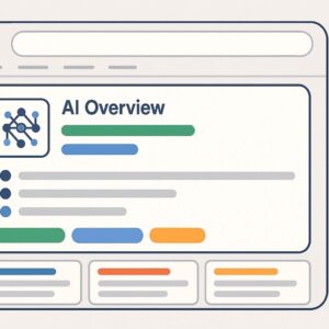 Illustration of AI overview webpage design.
