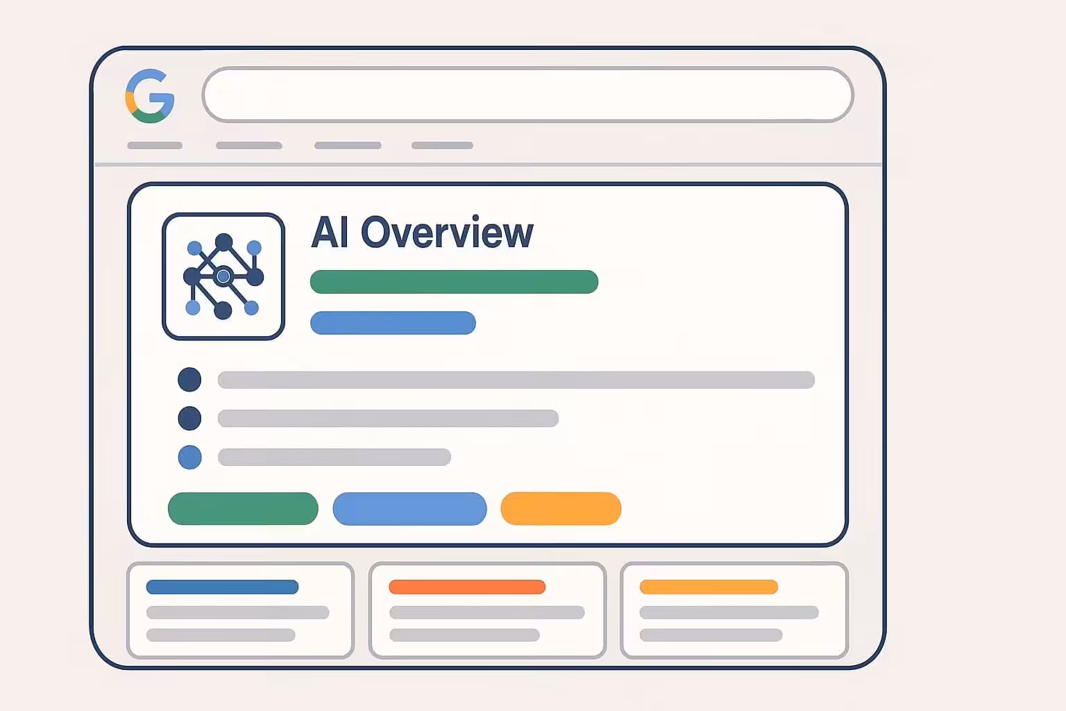 Illustration of AI overview webpage design.