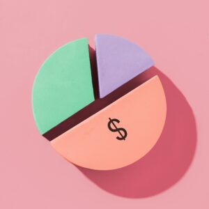 Colorful pie chart with dollar sign