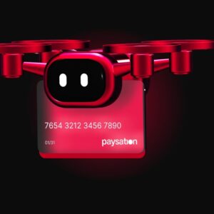 Red drone with credit card design