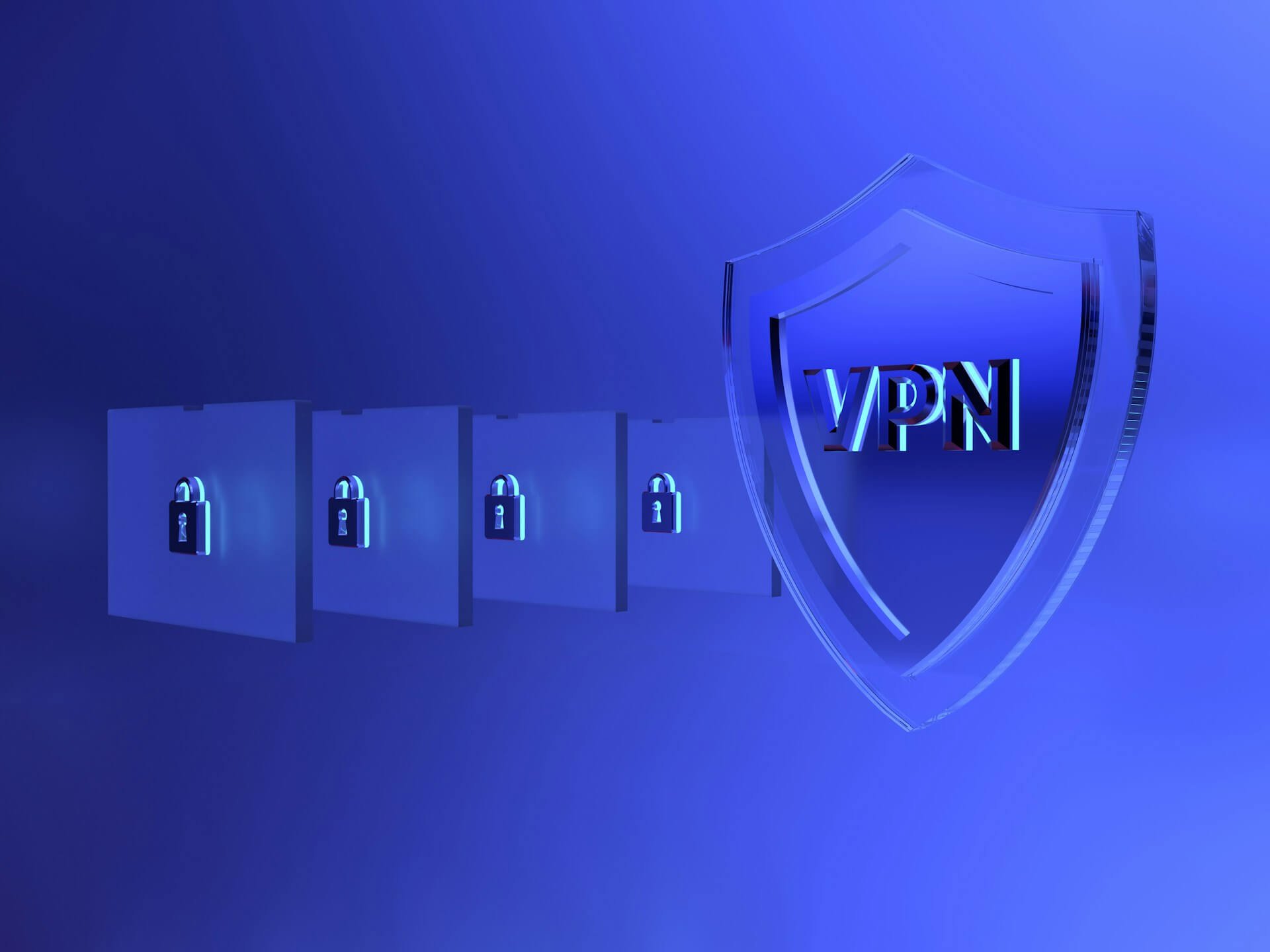 VPN shield with locked folders background