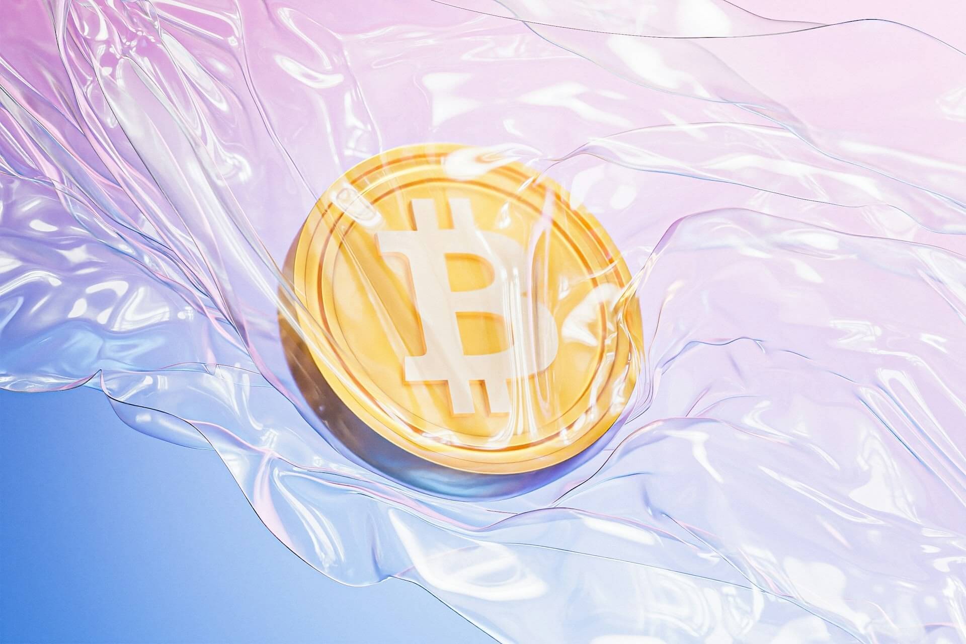 Bitcoin coin floating in liquid