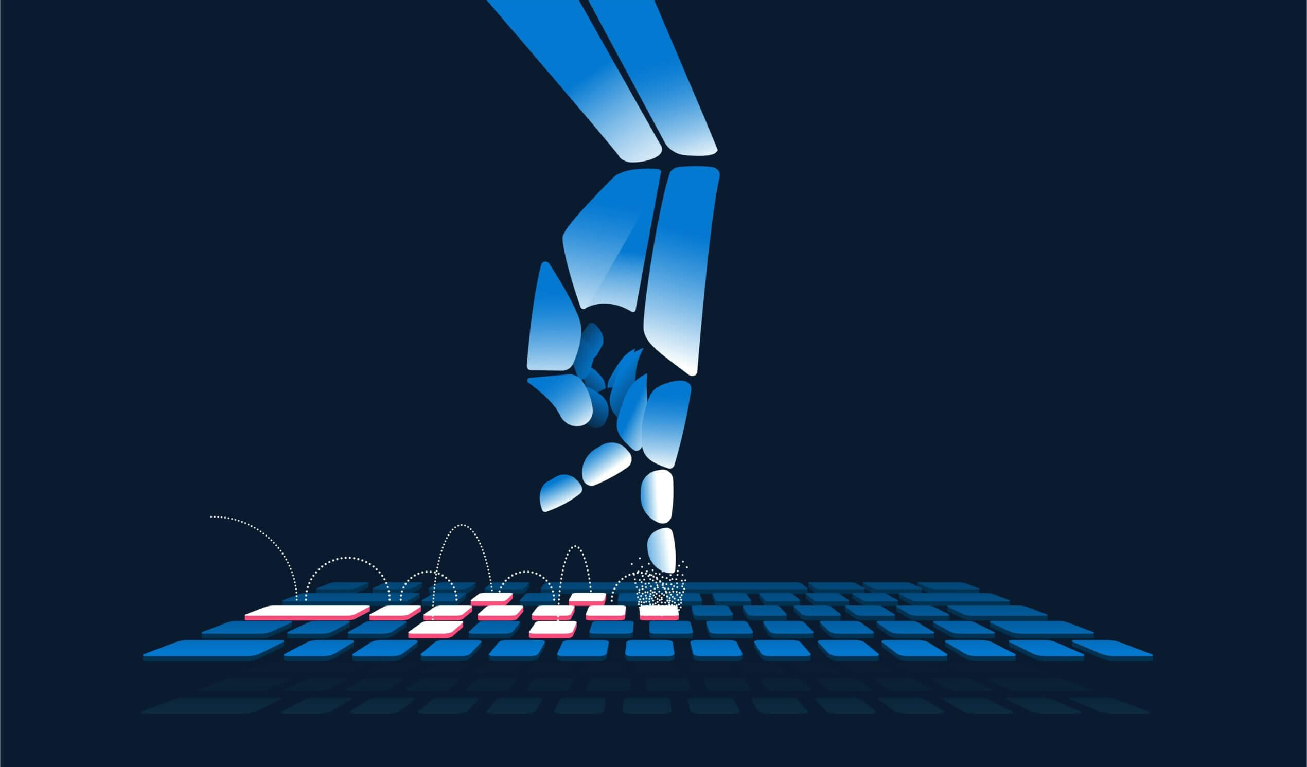 Robot hand interacting with keyboard