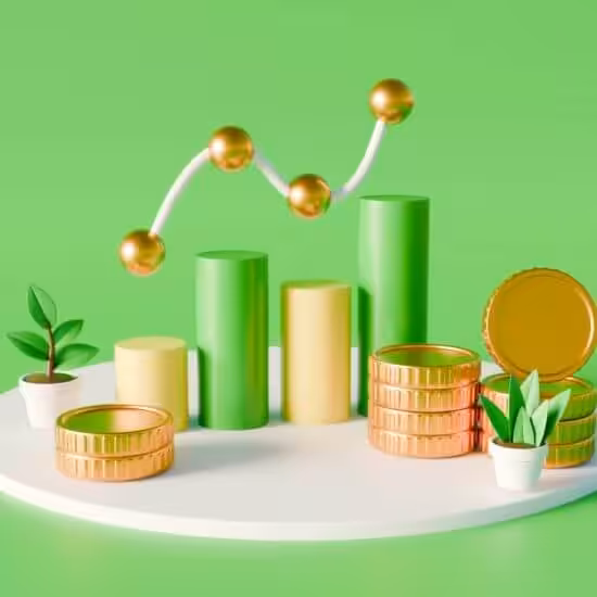 financial growth concept with graphs and coins