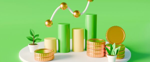 financial growth concept with graphs and coins