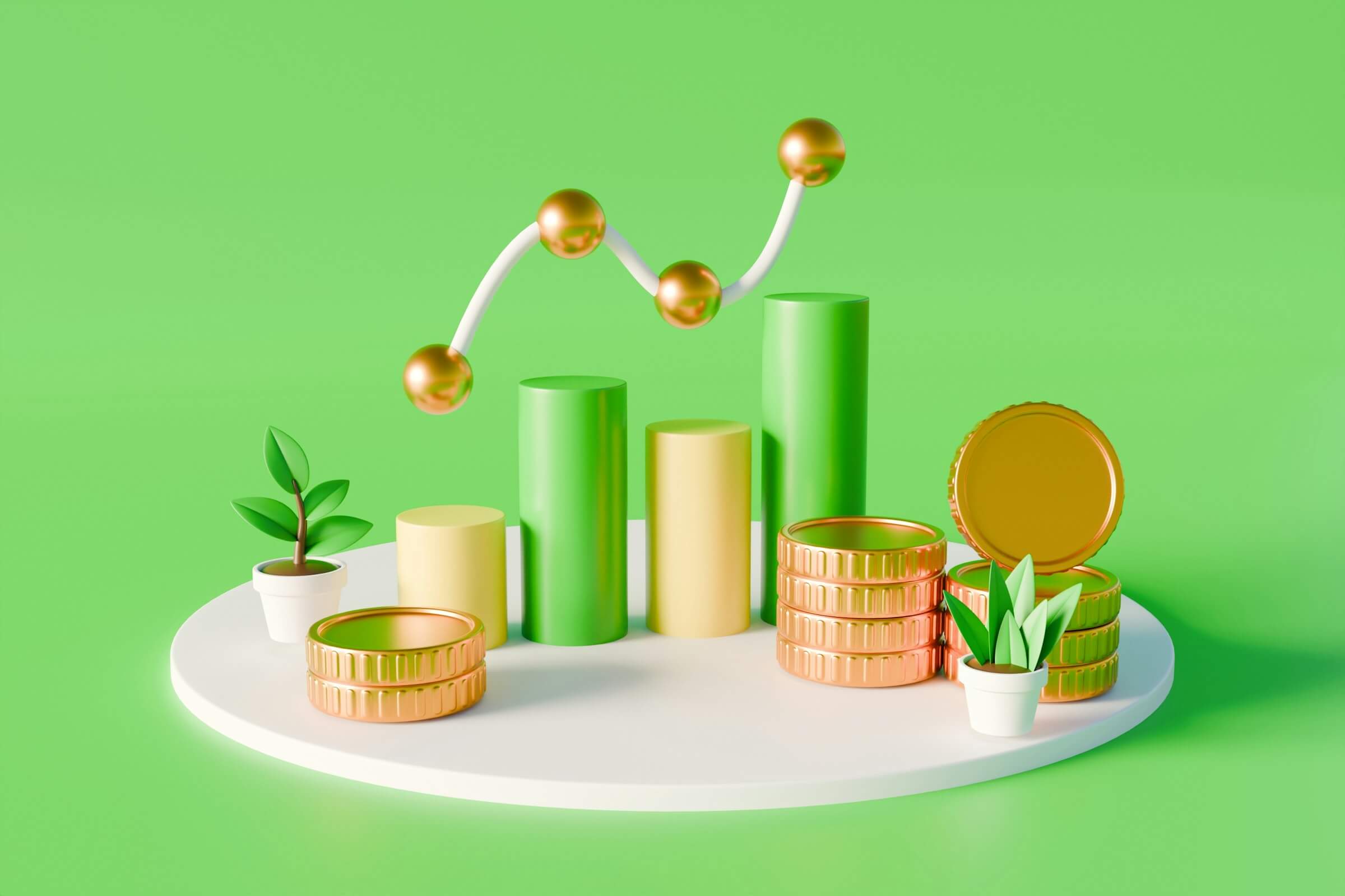 financial growth concept with graphs and coins