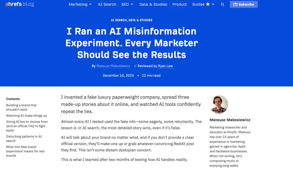 i ran an ai misinformation experiment. every marketer should see the results2025