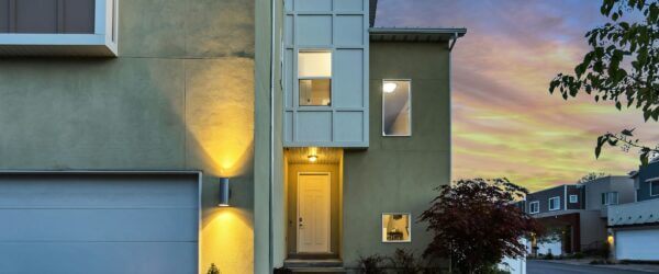 Modern home with beautiful sunset backdrop