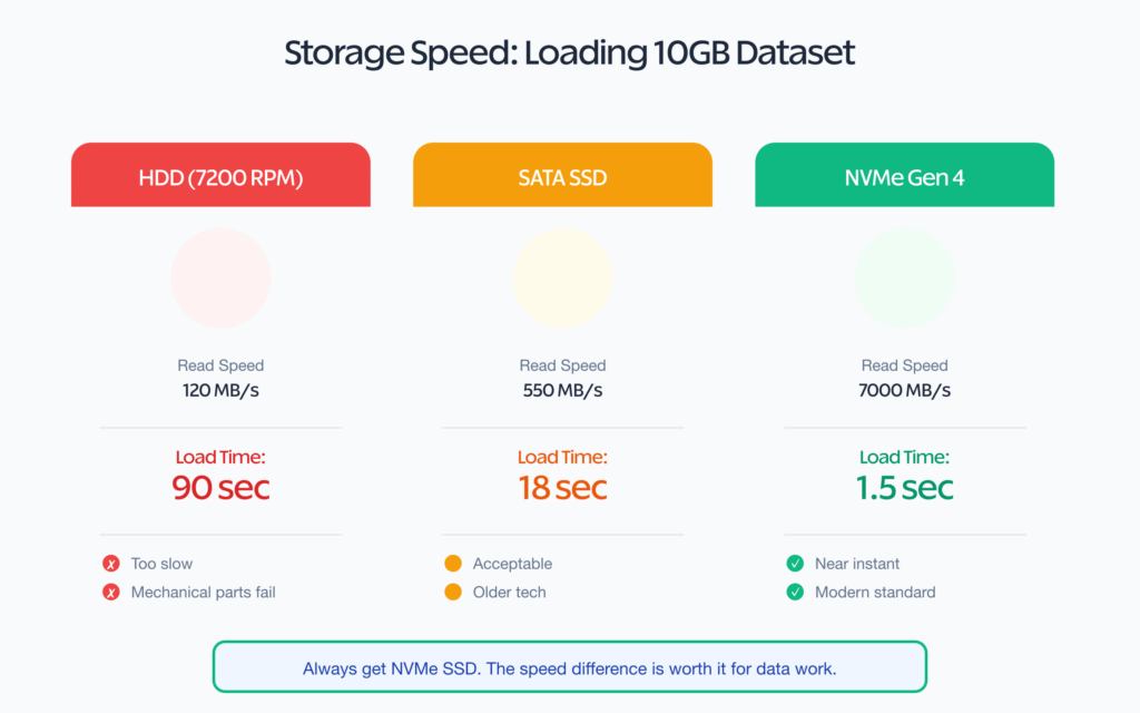Comparison of storage speed types